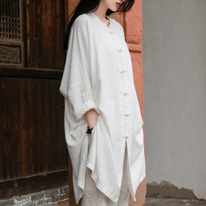 Linen Women Blouse, Taichi jacket, Tang suit, linen Tunic women in Chinese Traditional Style, linen HomeWear, liziqi 020221q