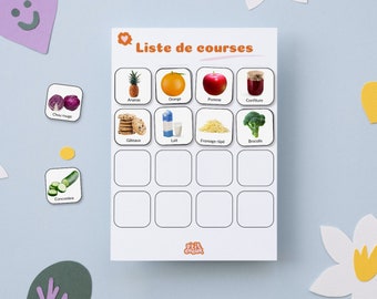 Outils / Jeu Montessori à imprimer pour aider à faire les courses. PDF : La liste de courses