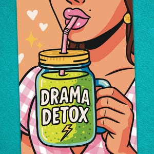 Poster femminista "Drama Detox" - Illustrazione colorata per donne toste