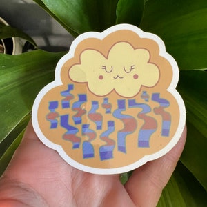 Rainy days are Better Anyways colorful cloud sticker