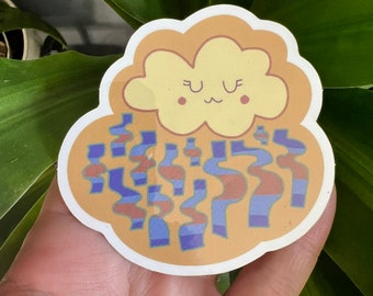 Rainy days are Better Anyways colorful cloud sticker