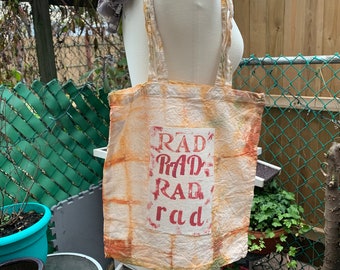 Hand dyed Rad tote bag