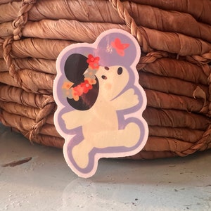 Classic Vintage Kawaii Cute Snoopy Dog wearing flower crown and butterfly Sticker