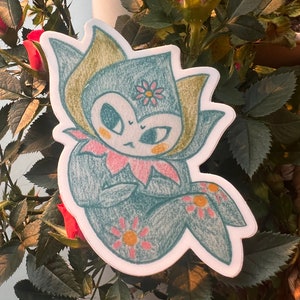 Little Saddies, llorona, Obra de arte original, Cutie baby, Pegatina Blue Leaf Girl