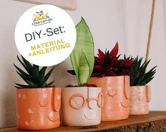 Clay set plant pot, DIY kit for air-drying clay, pottery at home, pottery set