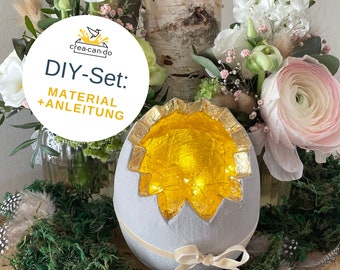 Oster DIY-Box: Zwei Ostereier mit Design-Metall in den Farben Gold und Kupfer