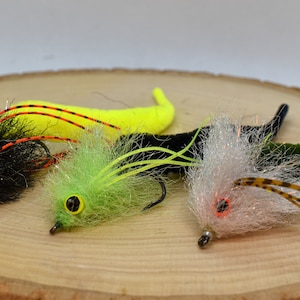 3 Fly Fishing Streamer Flies Assortment Pond Prancer Fishing Fly Perfect For FlyFishing Bass and Northern Pike in Lakes, Ponds, and Rivers.