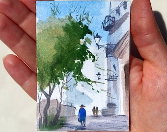 Aceo Oryginalna sztuka Karty Aceo Oryginalne malarstwo ACEO Karty kolekcjonerskie artysty Mała akwarela Aceo Art Malarstwo miniaturowe Akwarela Aceo