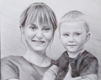 portrait from photo  Hand drawn portrait Custom Hand Drawn Portrait Graphite Drawing from Photo Realistic Handmade Custom Portrait