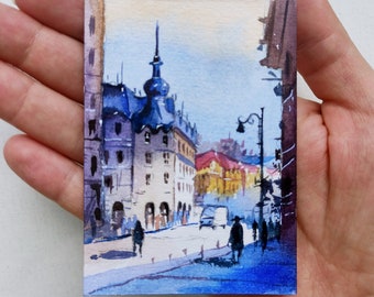 ACEO Original painting ACEO Original Art ACEO cards aceo small watercolor Landscape miniature painting aceo painted cards 2.5X3.5 in
