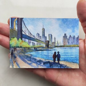 ACEO Originalgemälde ACEO Karten Aceo New York Aquarell Aceo Original New Yorker Kunst Aceo Brooklyn Bridge Aceo Aquarellmalerei