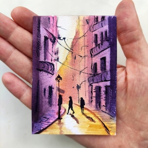 Aceo Originale Malerei aceo Aquarell Sityscape Malerei ACEO Karte Urban Aceo Originalkunst Miniatur aceo Wasserfarben Mini-Gemälde
