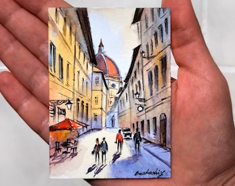 ACEO Original painting ACEO cards aceo watercolor Italy Landscape Miniature Florence ACEO original art watercolor miniature painting