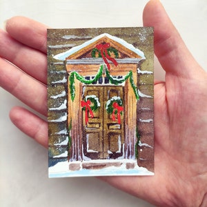 ACEO Winter Aquarellmalerei Weihnachtsaquarell Miniaturmalerei aceo