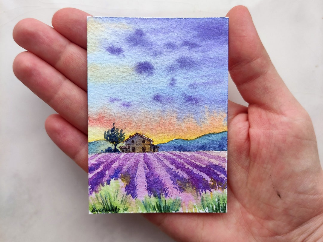 Aceo Original Art ACEO Provence Painting ACEO Watercolor Tuscany Wall