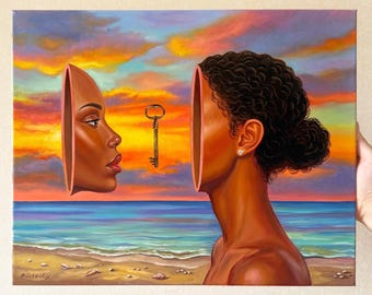 Original Surreal Painting Surrealism Painting Surrealism Art African american painting Unusual painting Surrealist Painting Faceless Art