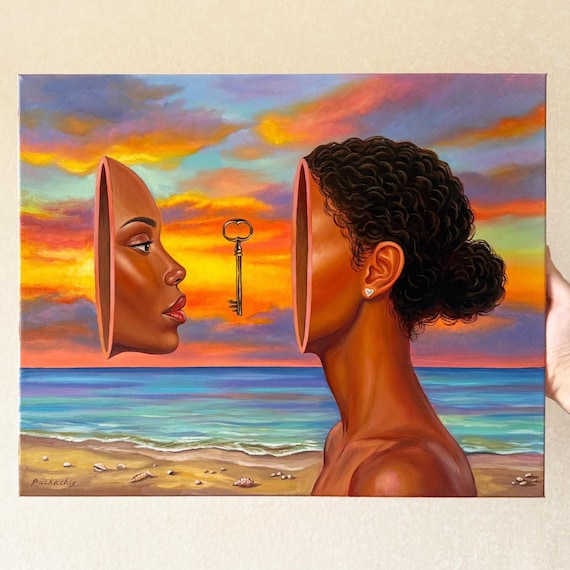 Original Surreal Painting Surrealism Painting Surrealism Art African american painting Unusual painting Surrealist Painting Faceless Art