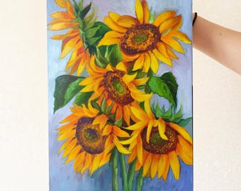 Sunflowers Painting Original Flowers Painting Floral painting Sunflowers Art Yellow flowers still life Floral wall art