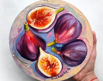 Fig Painting Fruit painting Figs oil painting Artwork Still Life Botanical Wall Art Kitchen fruit wall art Fig art Food Painting