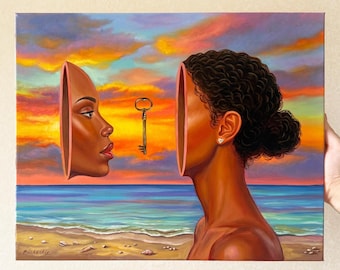 Original Surreal Painting Surrealism Painting Surrealism Art African american portrait painting Surrealist Painting Faceless Art