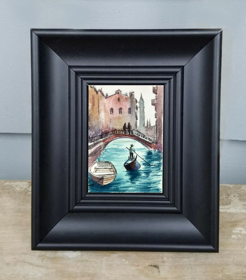 Cartes ACEO ACEO peinture originale aquarelle Aceo art original Aceo Venise paysage Venise peinture petite oeuvre d'art de 2,5 X 3,5 po. image 6