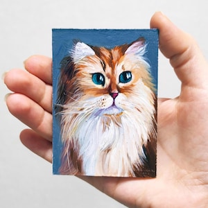 ACEO Original Art Aceo Cat painting Aceo painting Original Aceo cards Artist trading cards Aceo Cat small painting Cat Aceo miniature art