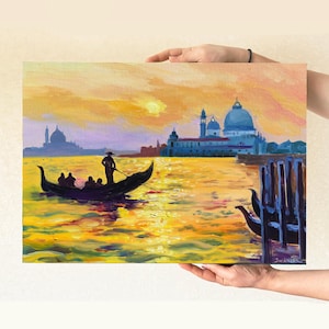 Venice painting Original Gondola Painting Venice cityscape painting Grand Canal painting Venice wall art Venice Seascape Venice Original Art