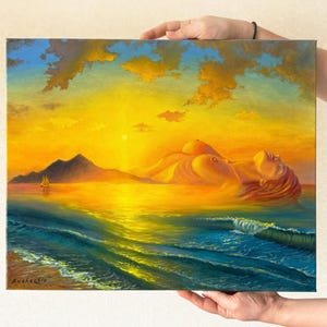 Surreal Painting Original Surrealism Art Surreal Seascape oil Painting Figurative Art Unusual surreal painting Original Surrealist Painting