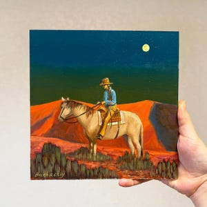 Pintura de cowboy Pintura do deserto Pintura original do Arizona Pintura do sudoeste Pintura do deserto Pintura do oeste de Nevada Arte de cowboy a cavalo