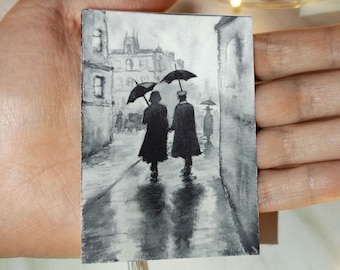 Pintura original de ACEO Tarjetas de ACEO Acuarela de ACEO Arte original de ACEO Pintura en miniatura de acuarela de paisaje Obra de arte pequeña 2,5 x 3,5 pulgadas