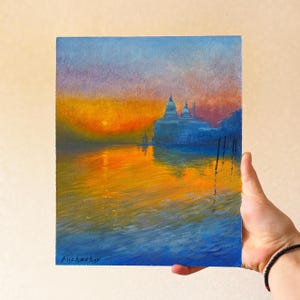 Venice painting Venice landscape Italy painting Venice Sunset wall art Venice Artwork Venice seascape painting Sunset Italy art