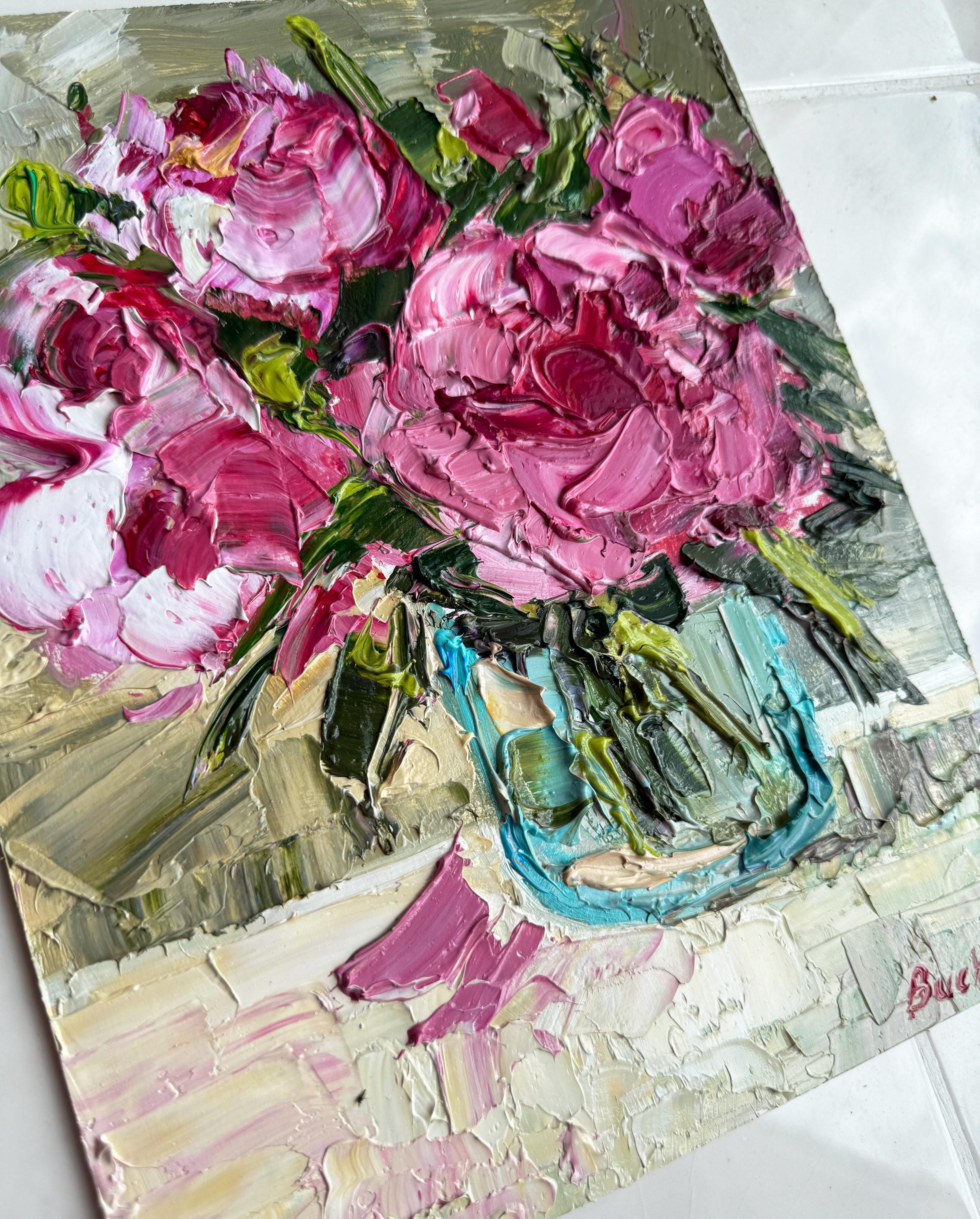 Peonies Painting Impasto Painting Flowers Original Art Peony Flowers ...