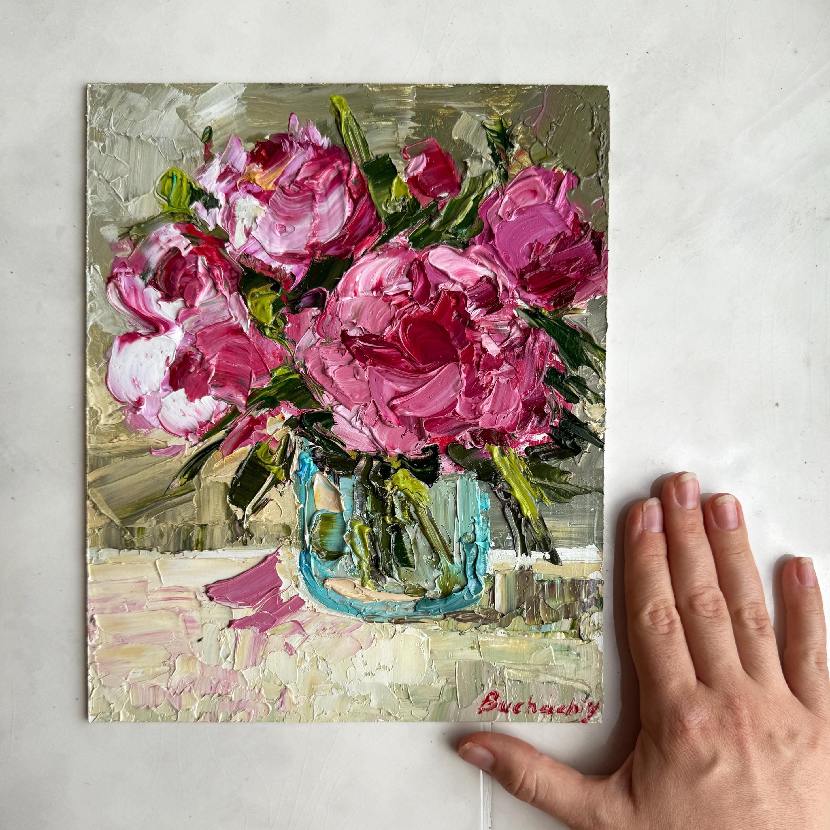 Peonies Painting Impasto Painting Flowers Original Art Peony Flowers ...