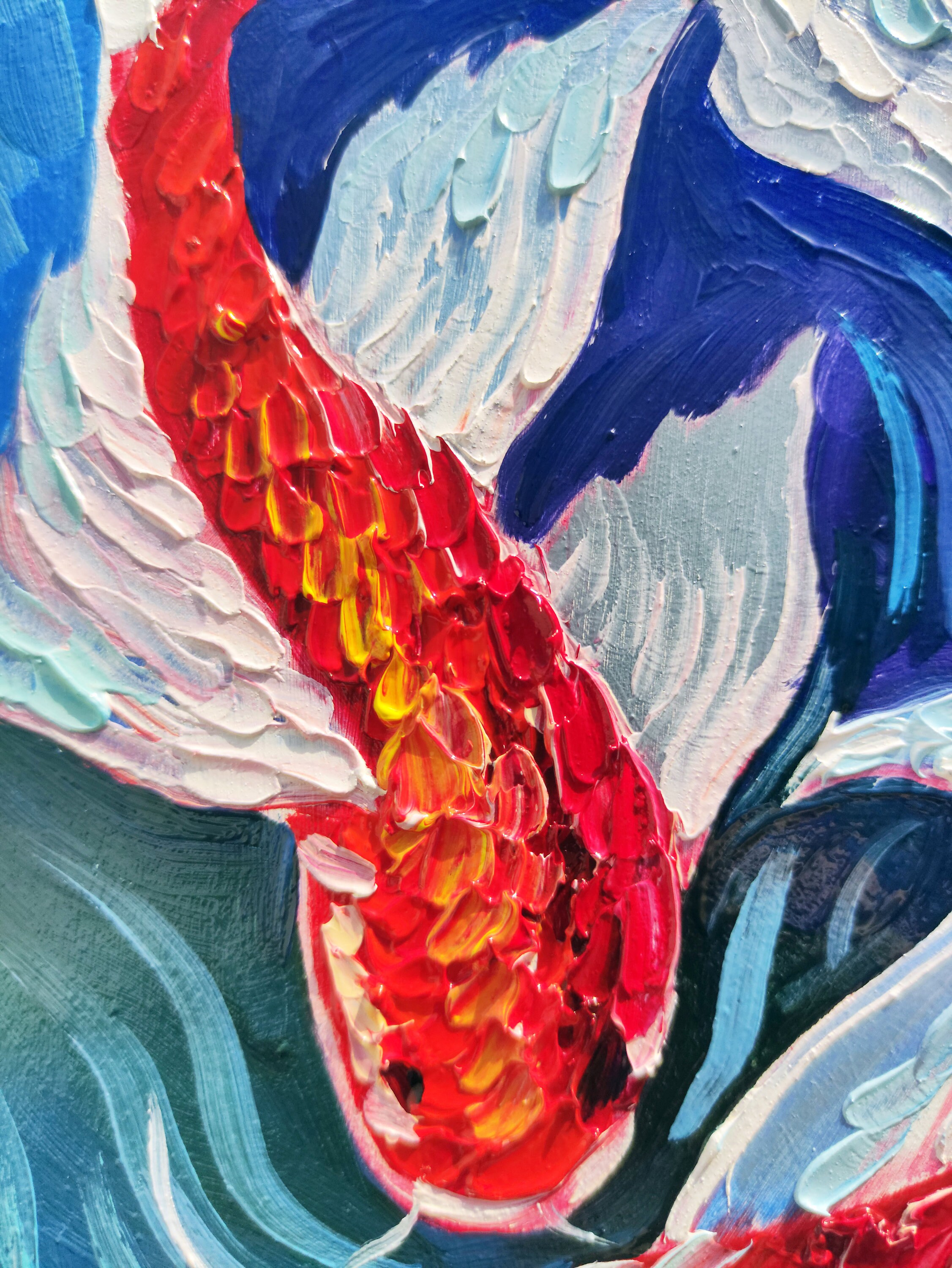 Koi Fish Painting Koi Fish Wall Art Goldfish Painting Koi Pond Etsy