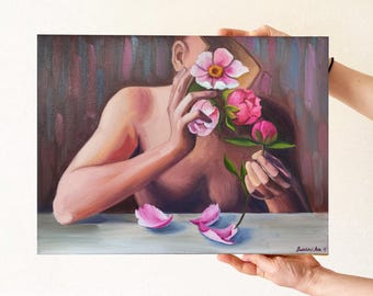 Surreal Painting Original Surreal Art Surrealism Painting Figurative Art Unusual painting Surrealist Painting Surrealistic Faceless painting