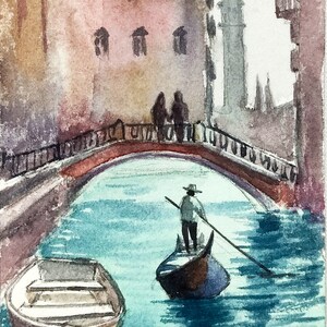 Cartes ACEO ACEO peinture originale aquarelle Aceo art original Aceo Venise paysage Venise peinture petite oeuvre d'art de 2,5 X 3,5 po. image 4
