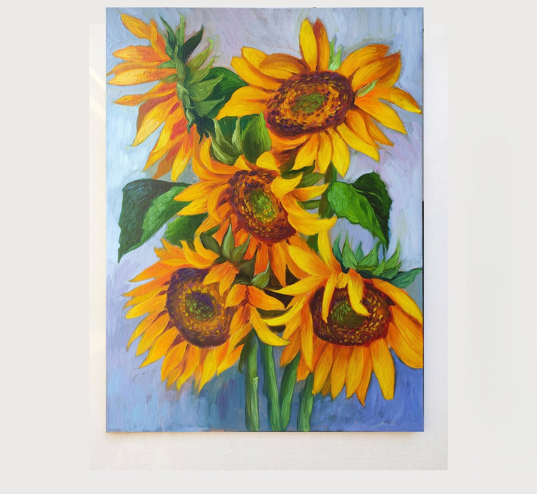 Sunflower Painting Sunflower Wall Art Flowers Oil Painting Etsy
