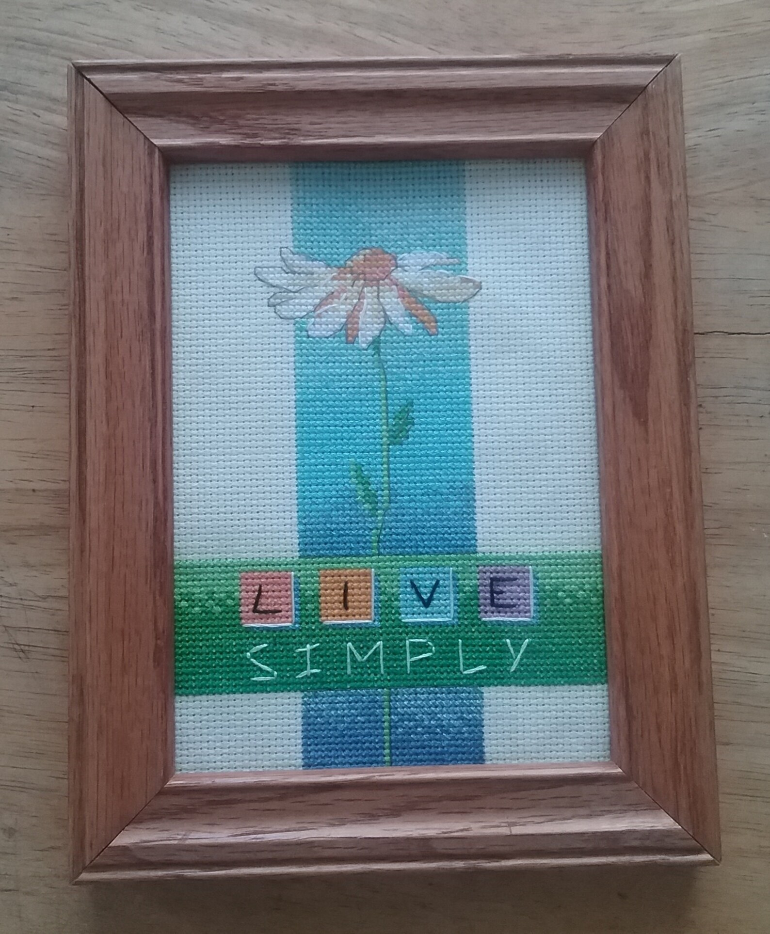 Framed Crossstitch Live Simply Art Flowers Etsy UK