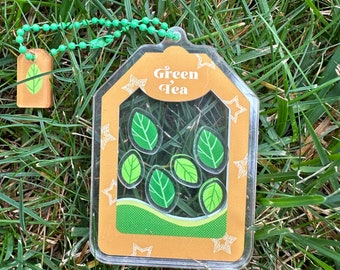 Green Tea Bag Shaker Keychain