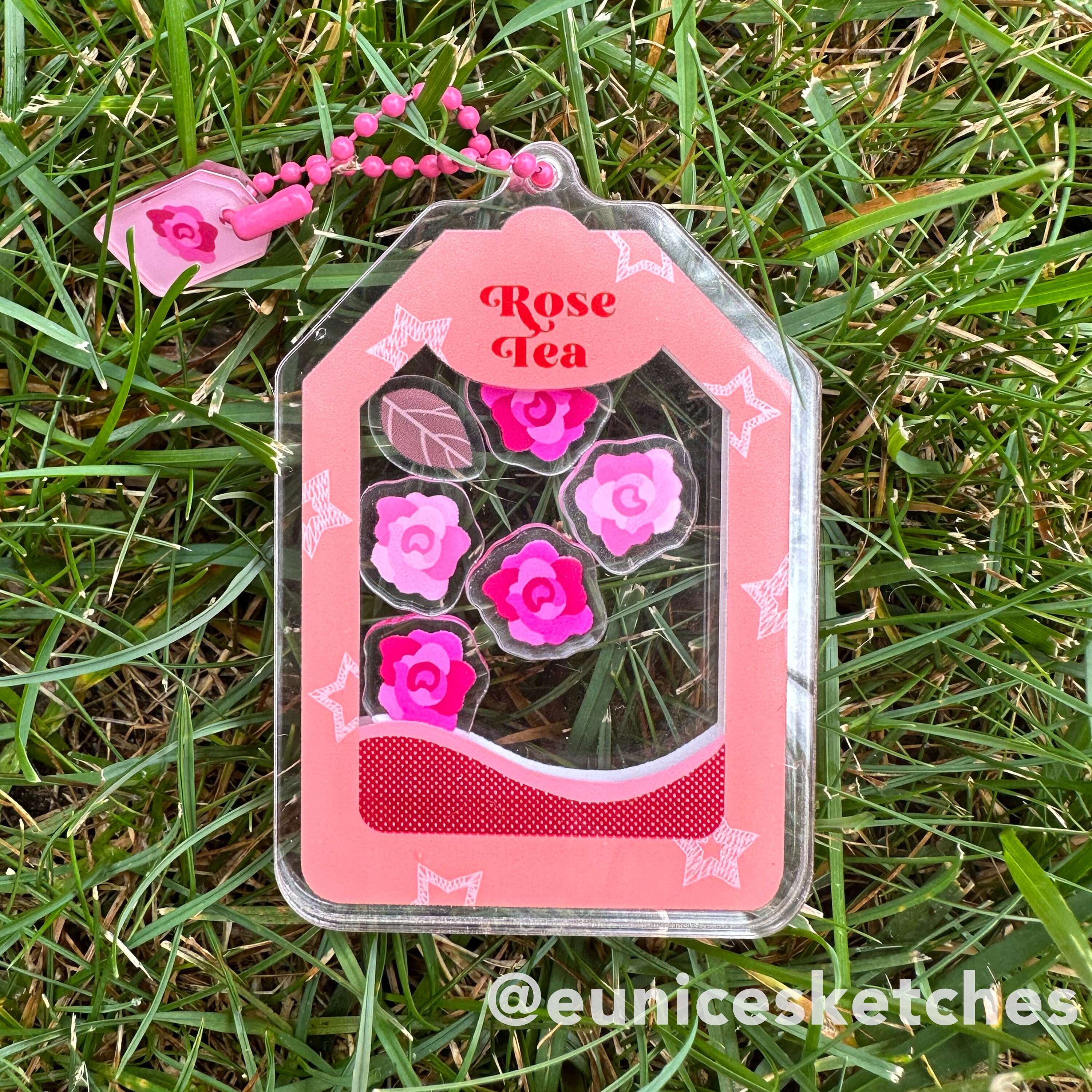 Rose Tea Bag Shaker Keychain