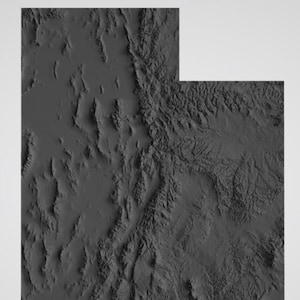 Carte topographique de l'Utah - Téléchargement .stl uniquement utilisé pour l'impression 3D ou la sculpture CNC. Peut être adapté à la taille dont vous avez besoin. Terrain des montagnes de l'Utah.