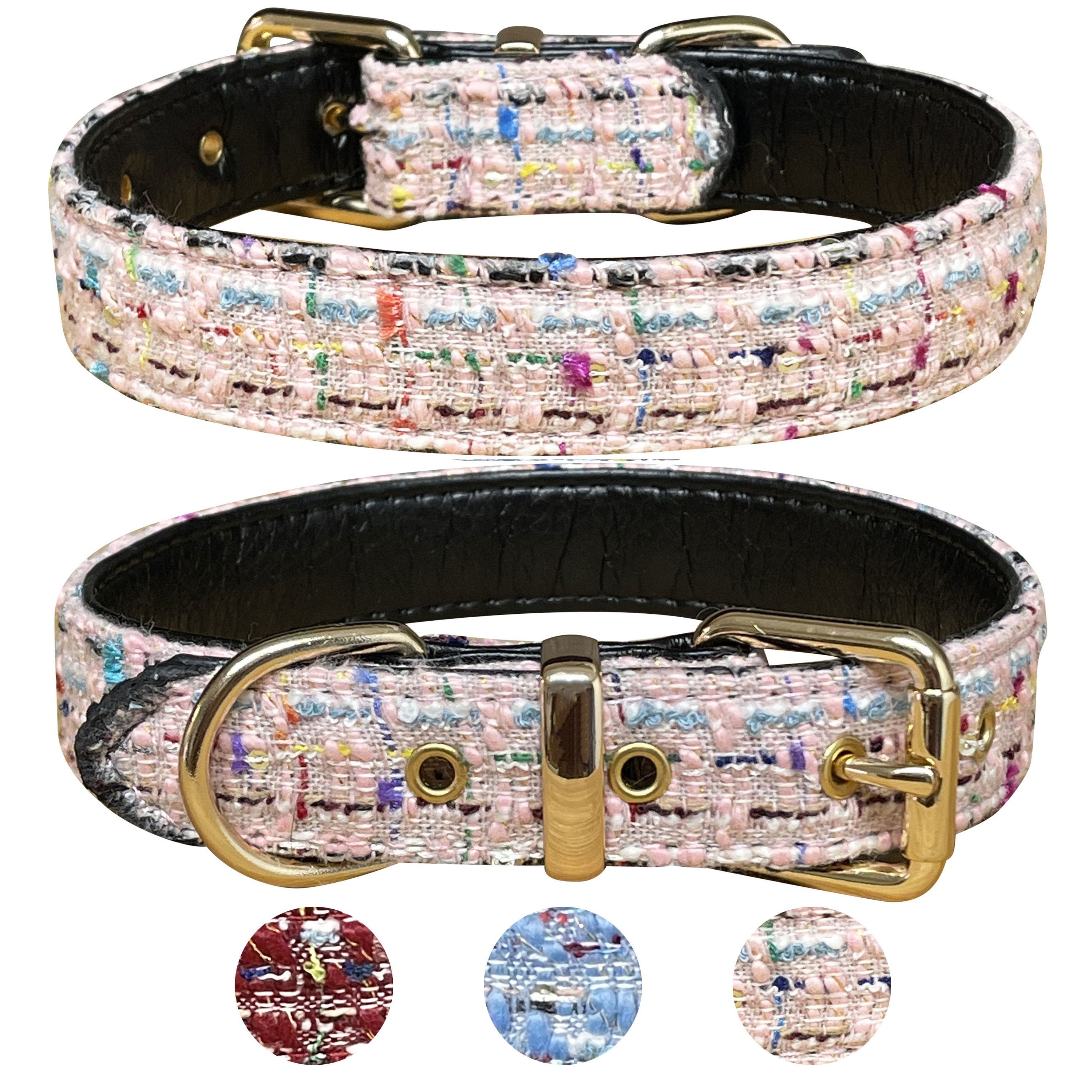 Pink chanel hot sale dog collar
