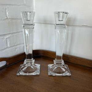 Crystal Glass Candlesticks: Heavy Duty, 10&quot; Tall