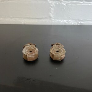 Pair of Two Small Screw In Metal Hardware Pulleys
