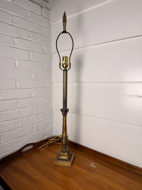 Tall Brass Lamp With Ornate Design