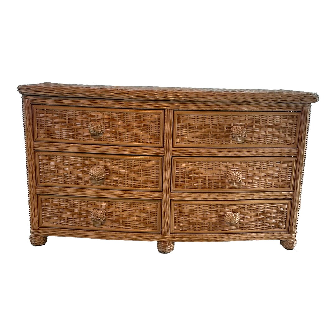 Wicker Chest of Drawers 6 Drawers Etsy