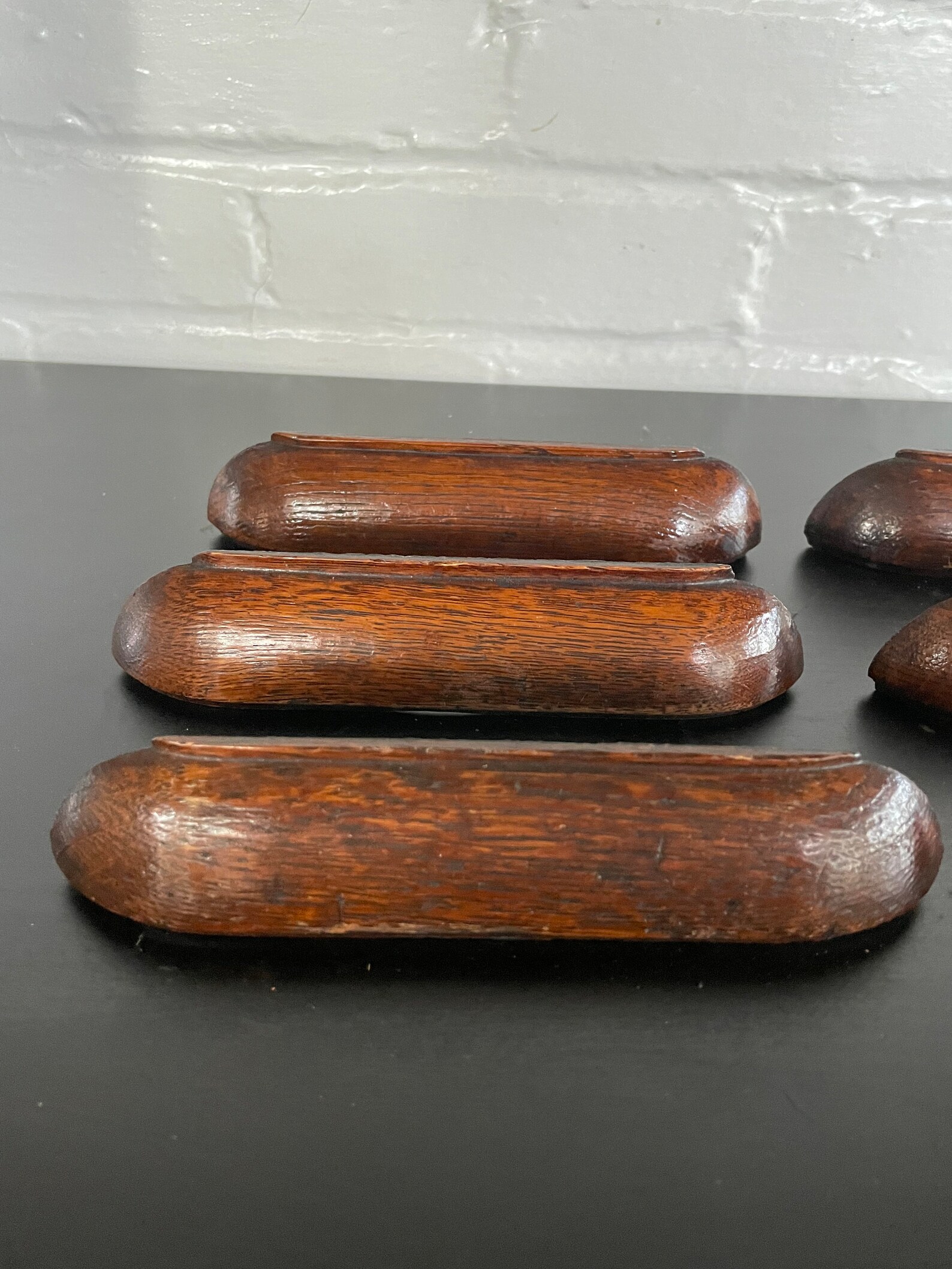 Set of 6 Antique Wooden Oak Drawer Pull Handles Etsy
