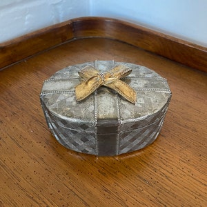 Cute Vintage Brass and Metal Oval Trinket- Jewelry Box