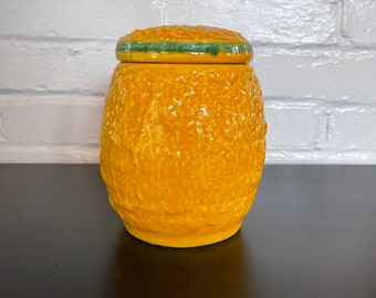 Vintage Yellow and Green Jar / Canister