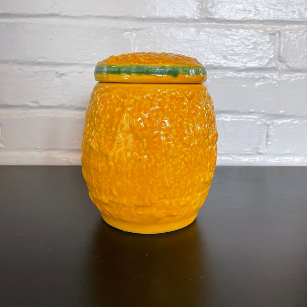 Vintage Yellow and Green Jar / Canister